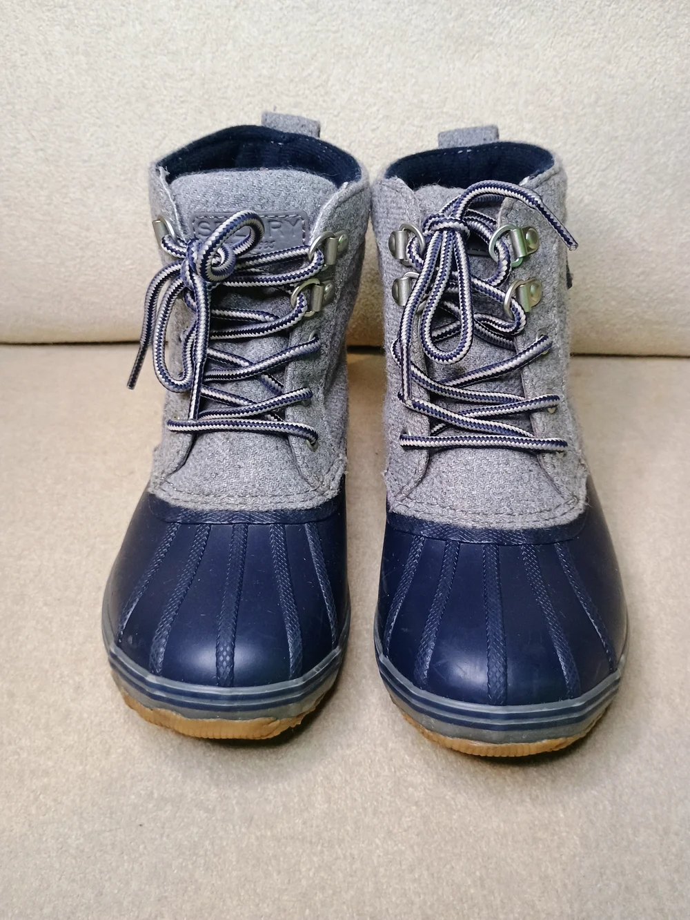 Sperry Kids Duck Boot Ankle Lace-Up Colorblock Navy/Gray Size US 1